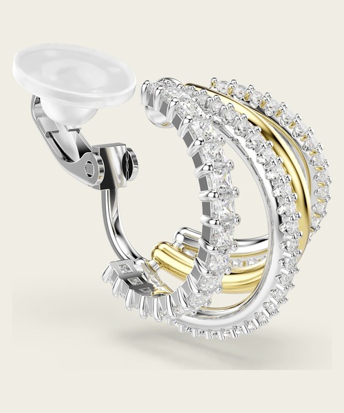 SWAROVSKI(スワロフスキー)の「【公式】【スワロフスキー】Hyperbola クリップイヤリング, ミックスカット, ホワイト, ミックスメタル仕上げ(イヤリング・レディース・ホワイト・ONE SIZE)」の4枚目の写真
