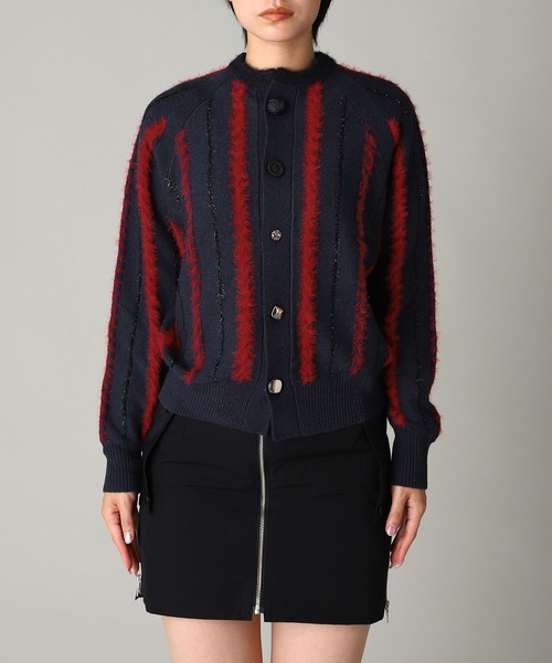 TOGA PULLA(トーガ プルラ)の「TOGA PULLA Stripe knit cardigan TP252-XO206(カーディガン/ボレロ・レディース・ネイビー・36)」の1枚目の写真