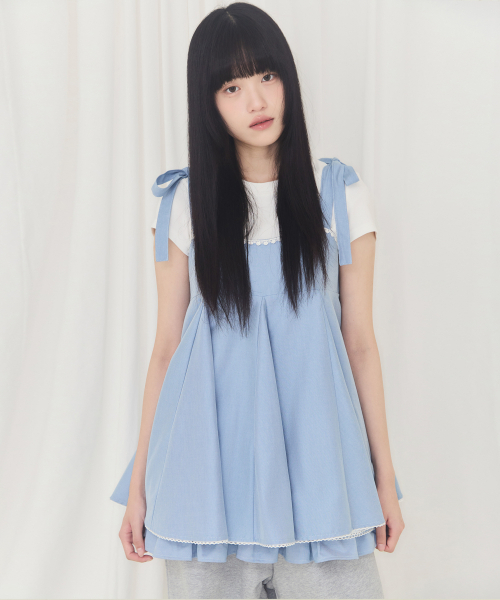 ALKI ALKA(アルキアルカ)の「Balloon Mini Dress (Light Blue)(ワンピース・レディース・ライトブルー・FREE)」の5枚目の写真