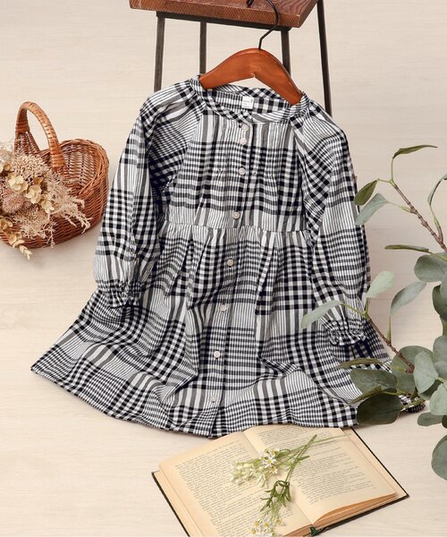 apres les cours（アプレレクール）の「【WEB限定】まいにちワンピース_ジュニア対応（ワンピース・キッズ・インディゴブルー/チェック/ピンク/その他3/サックスブルー/ベビーピンク・90/80/140/130/120/110/100）」の6枚目の写真