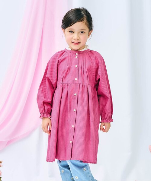 apres les cours（アプレレクール）の「【WEB限定】まいにちワンピース_ジュニア対応（ワンピース・キッズ・インディゴブルー/チェック/ピンク/その他3/サックスブルー/ベビーピンク・90/80/140/130/120/110/100）」の3枚目の写真