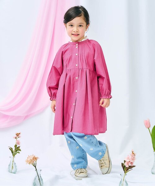 apres les cours（アプレレクール）の「【WEB限定】まいにちワンピース_ジュニア対応（ワンピース・キッズ・インディゴブルー/チェック/ピンク/その他3/サックスブルー/ベビーピンク・90/80/140/130/120/110/100）」の9枚目の写真