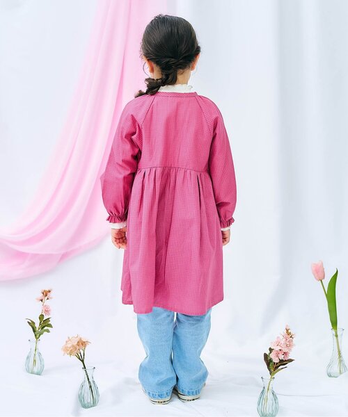 apres les cours（アプレレクール）の「【WEB限定】まいにちワンピース_ジュニア対応（ワンピース・キッズ・インディゴブルー/チェック/ピンク/その他3/サックスブルー/ベビーピンク・90/80/140/130/120/110/100）」の10枚目の写真