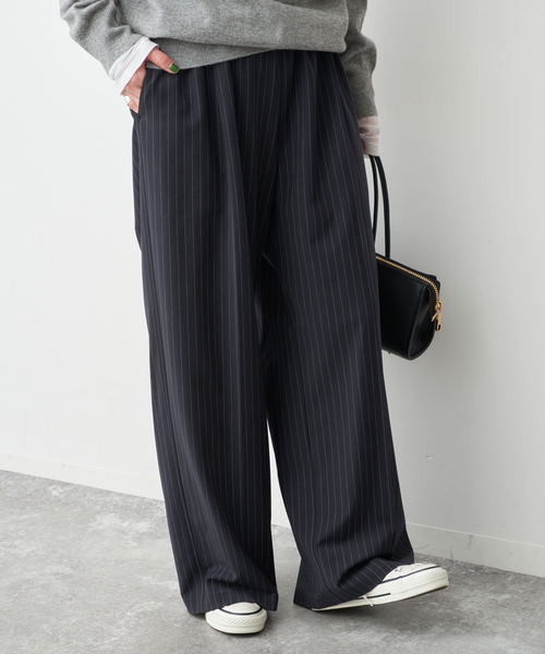 【中古】未使用品 ファサード パターン タグ付き イージー パンツ ストライプ スラックス オフホワイト S セール】TWストライプイージーパンツ（スラックス）｜Spick & Span