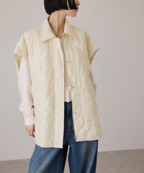 ADAM ET ROPE'(アダムエロペ)の「2WAYキルティングシャツジャケット(ブルゾン・レディース・オフホワイト/ブラック・FREE)」の7枚目の写真