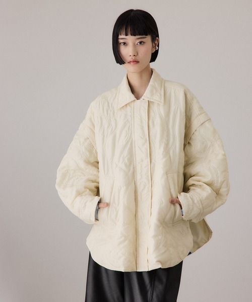 ADAM ET ROPE'(アダムエロペ)の「2WAYキルティングシャツジャケット(ブルゾン・レディース・オフホワイト/ブラック・FREE)」の12枚目の写真