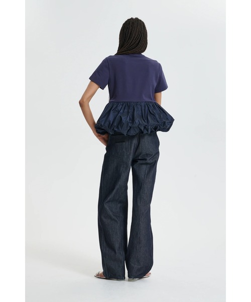 CECILIE BAHNSEN（セシリー バンセン）の「SHORT SLEEVE T-SHIRT WITH CONTRAST BALLOON PEPLUM（Tシャツ/カットソー・レディース・ネイビー・M/S/XS）」の3枚目の写真
