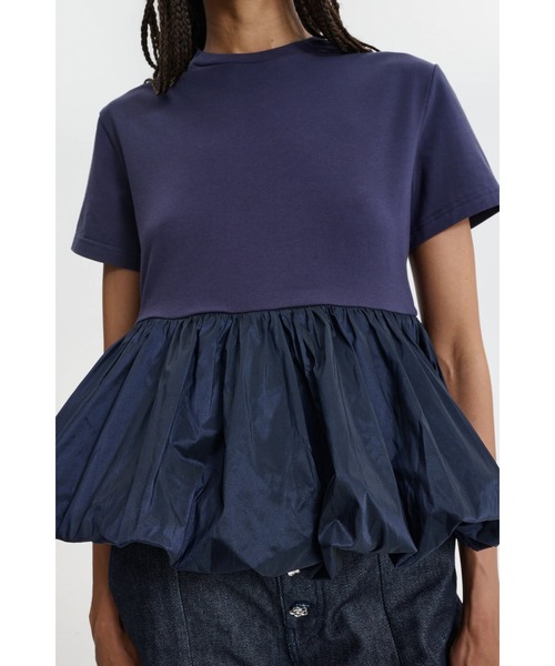 CECILIE BAHNSEN（セシリー バンセン）の「SHORT SLEEVE T-SHIRT WITH CONTRAST BALLOON PEPLUM（Tシャツ/カットソー・レディース・ネイビー・M/S/XS）」の4枚目の写真