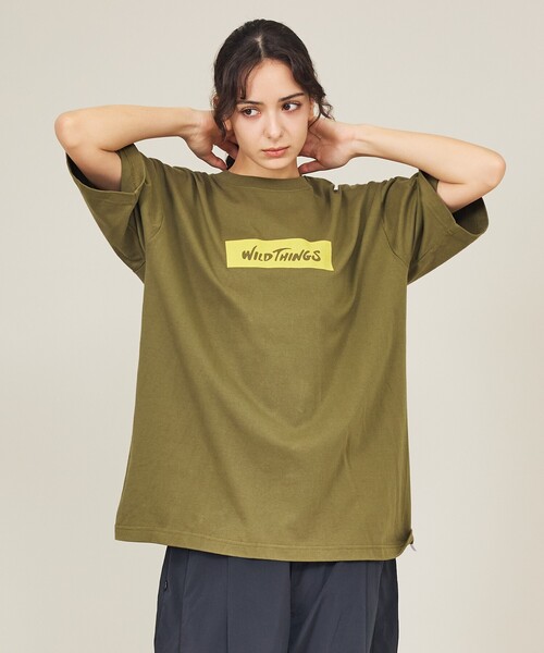WILD THINGS(ワイルドシングス)の「【WILDTHINGS / ワイルドシングス】BOX LOGO TEE / ボックスロゴTシャツ(半袖・ユニセックス)WT26055K(Tシャツ/カットソー・メンズ・ブラック/カーキ/ネイビー/ホワイト・M/L)」の14枚目の写真