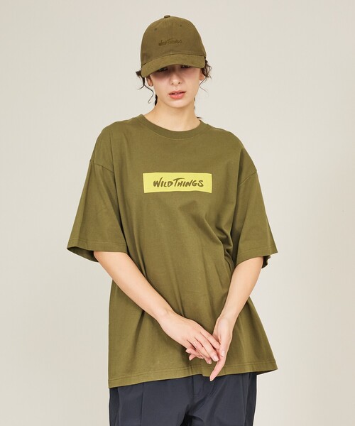 WILD THINGS(ワイルドシングス)の「【WILDTHINGS / ワイルドシングス】BOX LOGO TEE / ボックスロゴTシャツ(半袖・ユニセックス)WT26055K(Tシャツ/カットソー・メンズ・ブラック/カーキ/ネイビー/ホワイト・M/L)」の13枚目の写真