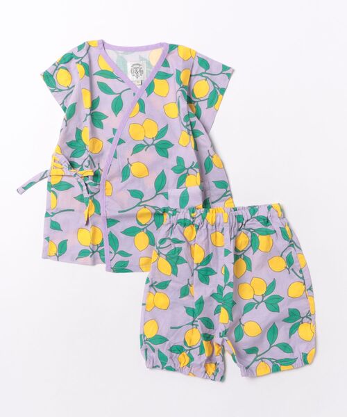 Ocean&Ground（オーシャン&グラウンド）の「【Ocean&Ground】パイピングワイド甚平スーツ/浴衣（浴衣・キッズ・チャコール/パープル/イエロー/グリーン・90/100/110/120/130/140）」の3枚目の写真