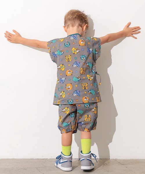 Ocean&Ground（オーシャン&グラウンド）の「【Ocean&Ground】パイピングワイド甚平スーツ/浴衣（浴衣・キッズ・チャコール/パープル/イエロー/グリーン・90/100/110/120/130/140）」の10枚目の写真