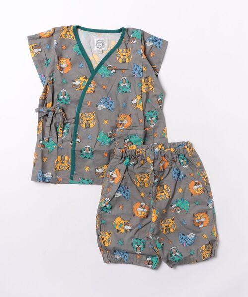 Ocean&Ground（オーシャン&グラウンド）の「【Ocean&Ground】パイピングワイド甚平スーツ/浴衣（浴衣・キッズ・チャコール/パープル/イエロー/グリーン・90/100/110/120/130/140）」の5枚目の写真