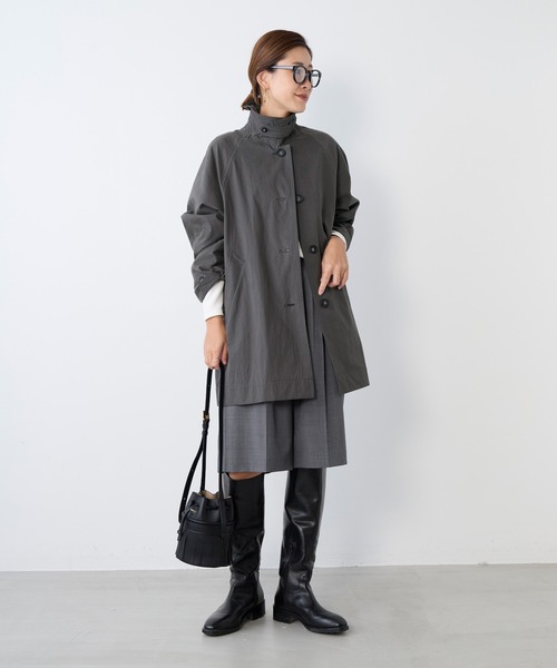 MICA&DEAL(マイカ&ディール)の「ステンカラーハーフコート(その他アウター・レディース・ベージュ/チャコールグレー・FREE)」の3枚目の写真