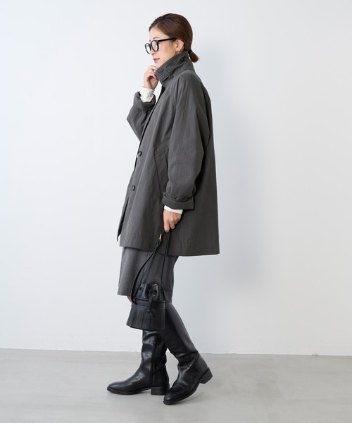 MICA&DEAL(マイカ&ディール)の「ステンカラーハーフコート(その他アウター・レディース・ベージュ/チャコールグレー・FREE)」の5枚目の写真