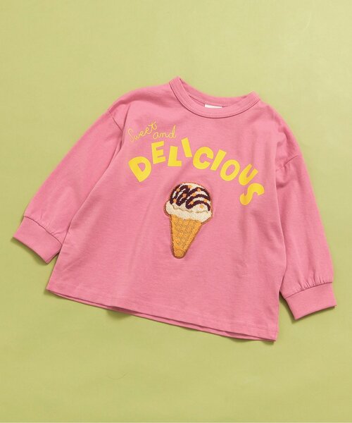 BREEZE（ブリーズ）の「【リンク】ユニークサガラワッペンロンT_ジュニア対応（Tシャツ/カットソー・キッズ・グリーン/ピンク/レインボー/チャコール/ブルー/オフホワイト・80/90/100/110/120/130/140）」の6枚目の写真