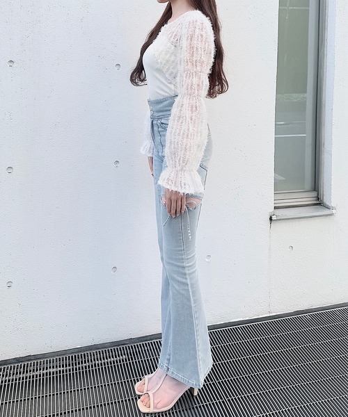 NOMAE（ノーマエ）の「サイドリボンフレアデニム（デニムパンツ・レディース・ブルー/ブラック・MEDIUM/SMALL）」の17枚目の写真