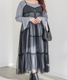 CLETTEオリジナルインナーセットパッチワークチュールキャミワンピース