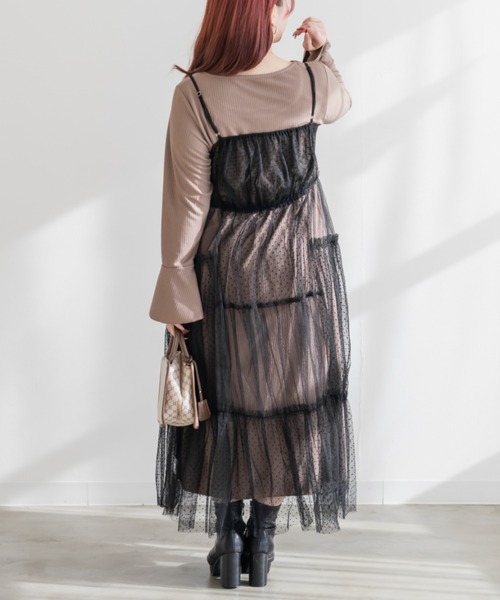 CLETTE(クレット)の「CLETTEオリジナルインナーセットパッチワークチュールキャミワンピース(ワンピース・レディース・ブラック/ブルー/ブラウン・4L/3L/LL)」の9枚目の写真