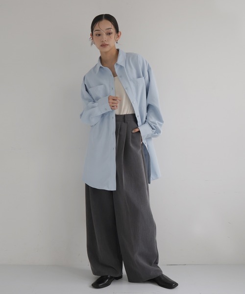 hellam(へラム)の「合繊オーバーサイズシャツ(シャツ/ブラウス・レディース・アイボリー/ピンク/イエロー/ブルー・FREE)」の7枚目の写真