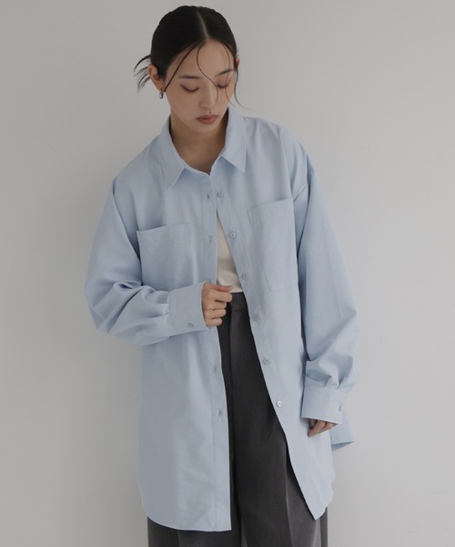 hellam(へラム)の「合繊オーバーサイズシャツ(シャツ/ブラウス・レディース・アイボリー/ピンク/イエロー/ブルー・FREE)」の9枚目の写真