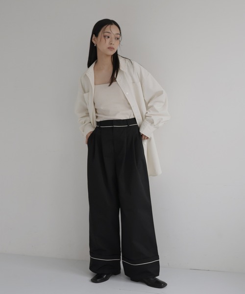 hellam(へラム)の「合繊オーバーサイズシャツ(シャツ/ブラウス・レディース・アイボリー/ピンク/イエロー/ブルー・FREE)」の17枚目の写真