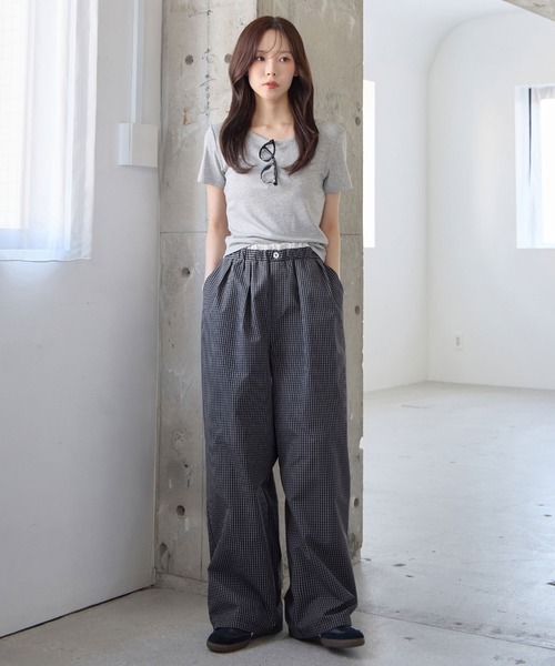 CHAN ME（チャンミ）の「レイヤード風チェックイージーパンツ（その他パンツ・レディース・ブラック/ネイビー/ブラウン・MEDIUM/LARGE/X-LARGE）」の13枚目の写真