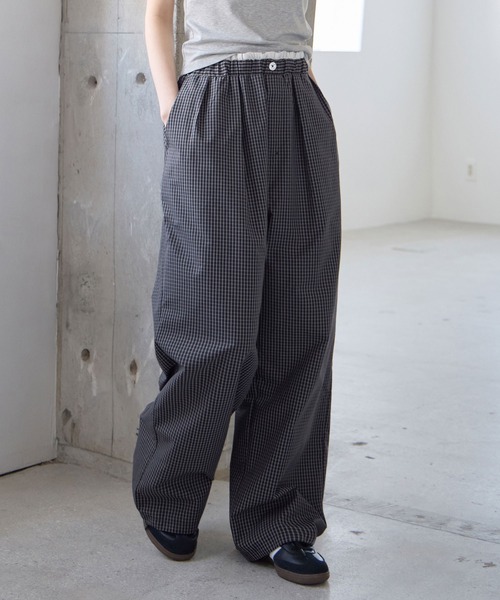 CHAN ME（チャンミ）の「レイヤード風チェックイージーパンツ（その他パンツ・レディース・ブラック/ネイビー/ブラウン・MEDIUM/LARGE/X-LARGE）」の14枚目の写真