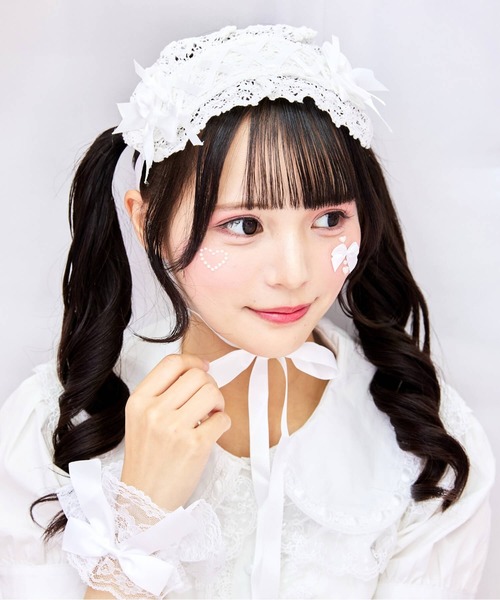 BODYLINE（ボディライン）の「サテンリボンレースアップヘッドドレス（その他ヘアアクセサリー・レディース・ブラック×レッド/サックスブルー/オフホワイト/ブラック×ブラック/ブラック×ブルー/ブラック×ホワイト/ピンク・FREE）」の10枚目の写真