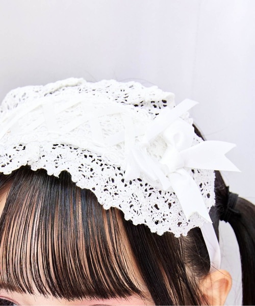 BODYLINE（ボディライン）の「サテンリボンレースアップヘッドドレス（その他ヘアアクセサリー・レディース・ブラック×レッド/サックスブルー/オフホワイト/ブラック×ブラック/ブラック×ブルー/ブラック×ホワイト/ピンク・FREE）」の9枚目の写真