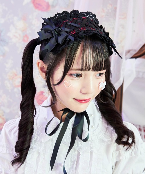 BODYLINE（ボディライン）の「サテンリボンレースアップヘッドドレス（その他ヘアアクセサリー・レディース・ブラック×レッド/サックスブルー/オフホワイト/ブラック×ブラック/ブラック×ブルー/ブラック×ホワイト/ピンク・FREE）」の22枚目の写真