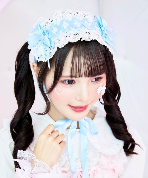 BODYLINE（ボディライン）の「サテンリボンレースアップヘッドドレス（その他ヘアアクセサリー・レディース・ブラック×レッド/サックスブルー/オフホワイト/ブラック×ブラック/ブラック×ブルー/ブラック×ホワイト/ピンク・FREE）」の17枚目の写真