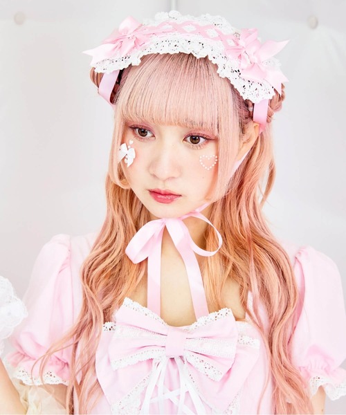 BODYLINE（ボディライン）の「サテンリボンレースアップヘッドドレス（その他ヘアアクセサリー・レディース・ブラック×レッド/サックスブルー/オフホワイト/ブラック×ブラック/ブラック×ブルー/ブラック×ホワイト/ピンク・FREE）」の14枚目の写真