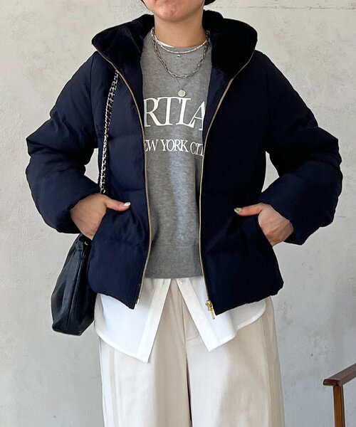 un dix cors（アンディコール）の「ファーフードコンパクトダウン（ダウンジャケット/コート・レディース・ネイビー/アイボリー/ブラック・FREE）」の3枚目の写真