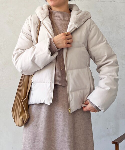 un dix cors（アンディコール）の「ファーフードコンパクトダウン（ダウンジャケット/コート・レディース・ネイビー/アイボリー/ブラック・FREE）」の7枚目の写真