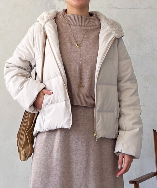 un dix cors（アンディコール）の「ファーフードコンパクトダウン（ダウンジャケット/コート・レディース・ネイビー/アイボリー/ブラック・FREE）」の19枚目の写真