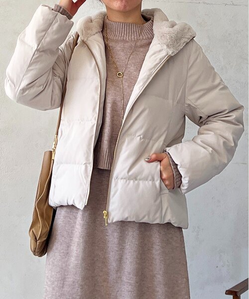 un dix cors（アンディコール）の「ファーフードコンパクトダウン（ダウンジャケット/コート・レディース・ネイビー/アイボリー/ブラック・FREE）」の21枚目の写真