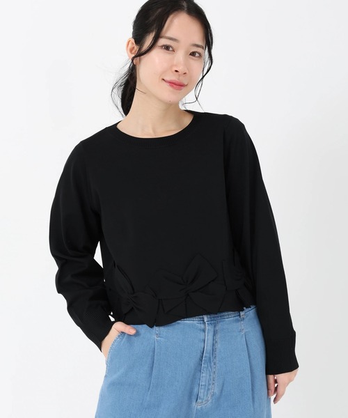 UNIVERVAL MUSE（ユニバーバル ミューズ）の「ポーツポリー_ランダムリボンヘムニット（ニット/セーター・レディース・ブラック/ブルー系その他・2）」の2枚目の写真