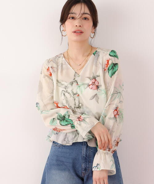 PINKY&DIANNE(ピンキーアンドダイアン)の「◆ボタニカルアートプリントブラウス(シャツ/ブラウス・レディース・ホワイト系その他2/ベージュ系その他・38)」の7枚目の写真