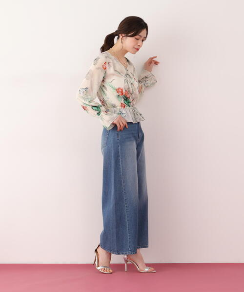 PINKY&DIANNE(ピンキーアンドダイアン)の「◆ボタニカルアートプリントブラウス(シャツ/ブラウス・レディース・ホワイト系その他2/ベージュ系その他・38)」の8枚目の写真