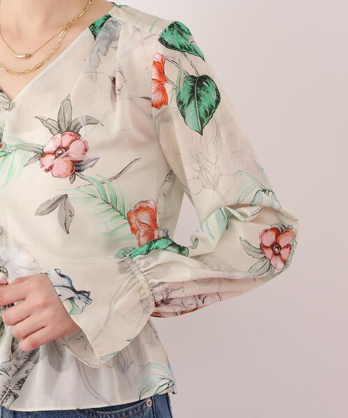 PINKY&DIANNE(ピンキーアンドダイアン)の「◆ボタニカルアートプリントブラウス(シャツ/ブラウス・レディース・ホワイト系その他2/ベージュ系その他・38)」の10枚目の写真