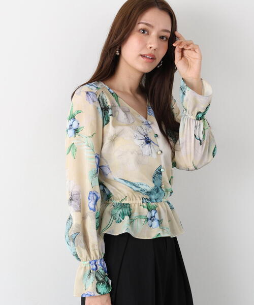 PINKY&DIANNE(ピンキーアンドダイアン)の「◆ボタニカルアートプリントブラウス(シャツ/ブラウス・レディース・ホワイト系その他2/ベージュ系その他・38)」の14枚目の写真