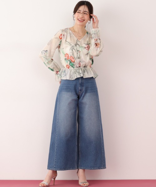 PINKY&DIANNE(ピンキーアンドダイアン)の「◆ボタニカルアートプリントブラウス(シャツ/ブラウス・レディース・ホワイト系その他2/ベージュ系その他・38)」の6枚目の写真