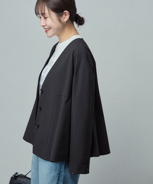 JOURNAL STANDARD | リネンナイロンストレッチフレアジャケット(ノーカラージャケット)