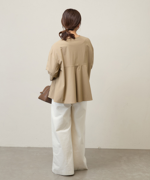 JOURNAL STANDARD（ジャーナルスタンダード）の「リネンナイロンストレッチフレアジャケット（ノーカラージャケット・レディース・ベージュ系その他/ブラック・FREE）」の15枚目の写真