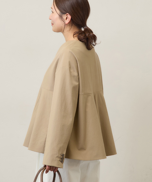 JOURNAL STANDARD（ジャーナルスタンダード）の「リネンナイロンストレッチフレアジャケット（ノーカラージャケット・レディース・ベージュ系その他/ブラック・FREE）」の17枚目の写真