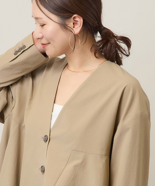 JOURNAL STANDARD（ジャーナルスタンダード）の「リネンナイロンストレッチフレアジャケット（ノーカラージャケット・レディース・ベージュ系その他/ブラック・FREE）」の19枚目の写真