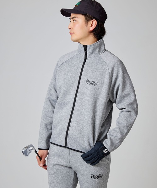 Pacific GOLF CLUB(パシフィックゴルフクラブ)の「DOUBLE KNIT ZIP BLOUSON(ジャージ・メンズ・ブラック/グレー・M/L/S/XL)」の2枚目の写真