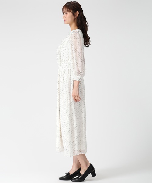 MISCH MASCH（ミッシュマッシュ）の「2026春夏新作 フリルカラーシアーワンピース（ワンピース・レディース・ホワイト×ブラック/グリーン・M/S）」の8枚目の写真