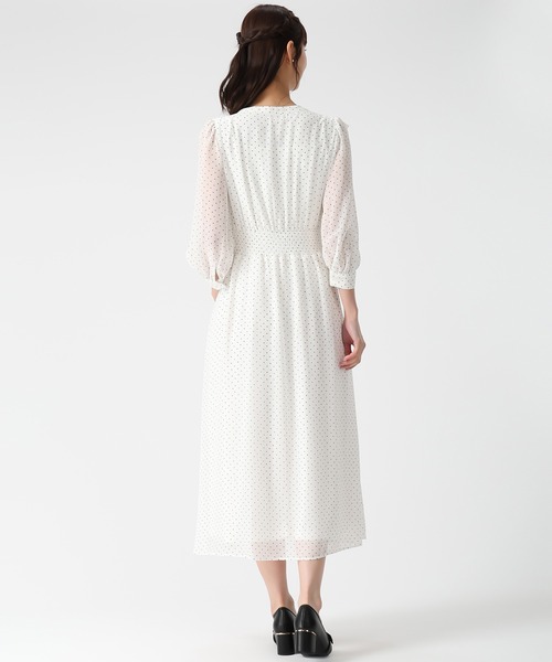 MISCH MASCH（ミッシュマッシュ）の「2026春夏新作 フリルカラーシアーワンピース（ワンピース・レディース・ホワイト×ブラック/グリーン・M/S）」の9枚目の写真